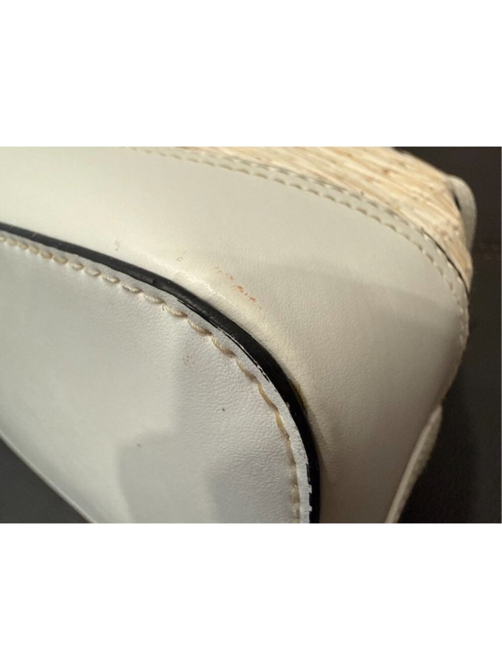 Etienne Aigner Woven Straw Shoulder Bag White Tan Gold Paisley 3690 - Picture 13 of 16